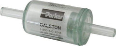 Parker - 1/4" Outlet, 125 Max psi, Inline Filters, Regulators & Lubricators - 6.6 CFM, Disposable Gas or Liquid Filter, 3-1/4" Long - Caliber Tooling