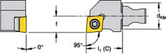 Kennametal - Left Hand Cut, Size KM16, CCMT 09T308 Insert Compatiblity, External Modular Turning & Profiling Cutting Unit Head - 10mm Ctr to Cutting Edge, 20mm Head Length, Through Coolant, Series Micro Screw-On - Caliber Tooling