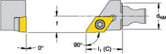 Kennametal - Left Hand Cut, Size KM16, DCMT 11T308 Insert Compatiblity, External Modular Turning & Profiling Cutting Unit Head - 10mm Ctr to Cutting Edge, 20mm Head Length, Through Coolant, Series Micro Screw-On - Caliber Tooling