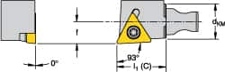 Kennametal - Right Hand Cut, Size KM16, TC.. 16T3 Insert Compatiblity, External Modular Turning & Profiling Cutting Unit Head - 10mm Ctr to Cutting Edge, 20mm Head Length, Through Coolant, Series Micro Screw-On - Caliber Tooling