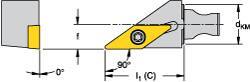 Kennametal - Right Hand Cut, Size KM12, VB.. 1103 Insert Compatiblity, External Modular Turning & Profiling Cutting Unit Head - 8mm Ctr to Cutting Edge, 20mm Head Length, Through Coolant, Series Micro Screw-On - Caliber Tooling