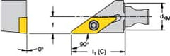 Kennametal - Left Hand Cut, Size KM16, VBMT 160408 Insert Compatiblity, External Modular Turning & Profiling Cutting Unit Head - 10mm Ctr to Cutting Edge, 30mm Head Length, Through Coolant, Series Micro Screw-On - Caliber Tooling