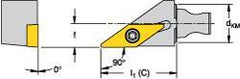 Kennametal - Right Hand Cut, Size KM12, VB.. 1103 Insert Compatiblity, External Modular Turning & Profiling Cutting Unit Head - 8mm Ctr to Cutting Edge, 20mm Head Length, Through Coolant, Series Micro Screw-On - Caliber Tooling