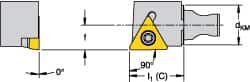 Kennametal - Right Hand Cut, Size KM16, TCMT 16T308 Insert Compatiblity, External Modular Turning & Profiling Cutting Unit Head - 10mm Ctr to Cutting Edge, 20mm Head Length, Through Coolant, Series Micro Screw-On - Caliber Tooling