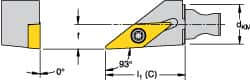 Kennametal - Left Hand Cut, Size KM16, VBMT 221 Insert Compatiblity, External Modular Turning & Profiling Cutting Unit Head - 10mm Ctr to Cutting Edge, 20mm Head Length, Through Coolant, Series Micro Screw-On - Caliber Tooling