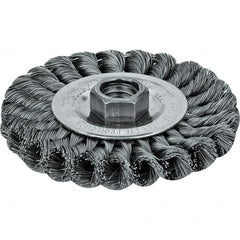 Weiler - 6" OD, 5/8" Arbor Hole, Crimped Steel Wheel Brush - 3/4" Face Width, 1-7/16" Trim Length, 0.014" Filament Diam, 6,000 RPM - Caliber Tooling