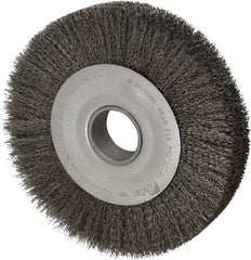 Weiler - 10" OD, 2" Arbor Hole, Crimped Steel Wheel Brush - 1-5/8" Face Width, 1-7/8" Trim Length, 0.014" Filament Diam, 4,000 RPM - Caliber Tooling