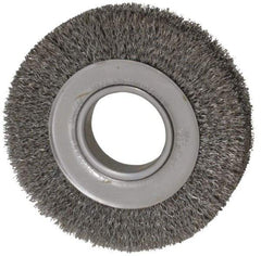 Weiler - 6" OD, 2" Arbor Hole, Crimped Steel Wheel Brush - 1" Face Width, 1-1/8" Trim Length, 0.0118" Filament Diam, 6,000 RPM - Caliber Tooling