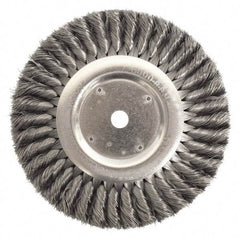 Weiler - 12" OD, 2" Arbor Hole, Knotted Steel Wheel Brush - 1-1/4" Face Width, 2-3/4" Trim Length, 0.0118" Filament Diam, 3,600 RPM - Caliber Tooling