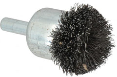 Weiler - 1-1/4" Brush Diam, Crimped, Flared End Brush - 1/4" Diam Shank, 20,000 Max RPM - Caliber Tooling