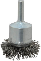 Weiler - 1-1/2" Brush Diam, Crimped, Flared End Brush - 1/4" Diam Shank, 20,000 Max RPM - Caliber Tooling