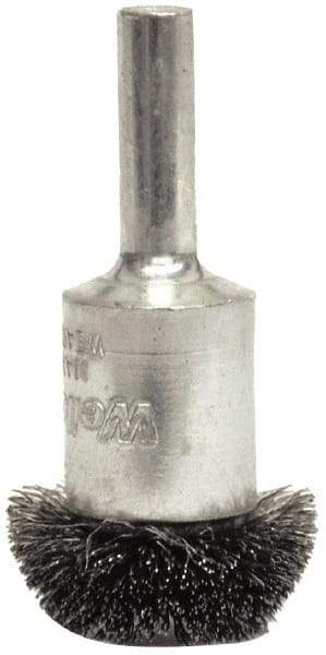 Weiler - 1" Brush Diam, Crimped, Flared End Brush - 1/4" Diam Shank, 25,000 Max RPM - Caliber Tooling