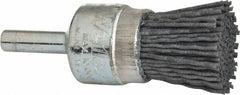 Weiler - 180 Grit, 3/4" Brush Diam, Crimped, End Brush - Very Fine Grade, 1/4" Diam Shank, 10,000 Max RPM - Caliber Tooling