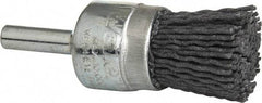 Weiler - 120 Grit, 3/4" Brush Diam, Crimped, End Brush - Fine Grade, 1/4" Diam Shank, 10,000 Max RPM - Caliber Tooling