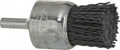 Weiler - 120 Grit, 1" Brush Diam, Crimped, End Brush - Fine Grade, 1/4" Diam Shank, 10,000 Max RPM - Caliber Tooling