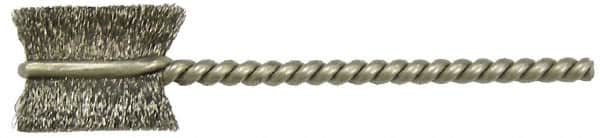 Weiler - 2-1/4" Diam Helical Steel Tube Brush - 0.008" Filament Diam, 1" Brush Length, 3-1/2" OAL, 1/4" Diam Stainless Steel Shank - Caliber Tooling