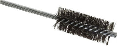 Weiler - 1" Diam Helical Steel Tube Brush - Double Spiral, 0.0104" Filament Diam, 2-1/2" Brush Length, 5-1/2" OAL, 1/4" Diam Shank - Caliber Tooling