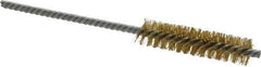 Weiler - 1/2" Diam Helical Brass Tube Brush - Double Spiral, 0.006" Filament Diam, 2" Brush Length, 5" OAL, 5/32" Diam Shank - Caliber Tooling