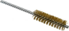 Weiler - 3/4" Diam Helical Brass Tube Brush - Double Spiral, 0.006" Filament Diam, 2-1/2" Brush Length, 5-1/2" OAL, 1/4" Diam Shank - Caliber Tooling