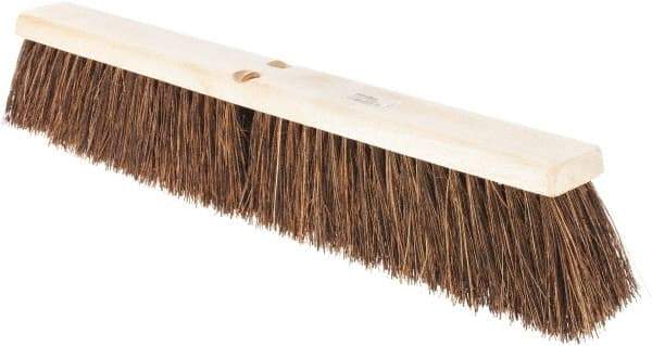 Weiler - 24" Rough Surface Palmyra Push Broom - 4" Bristle Length, Wood Block, Threaded Handle Connection, Handle Sold Separately - Caliber Tooling