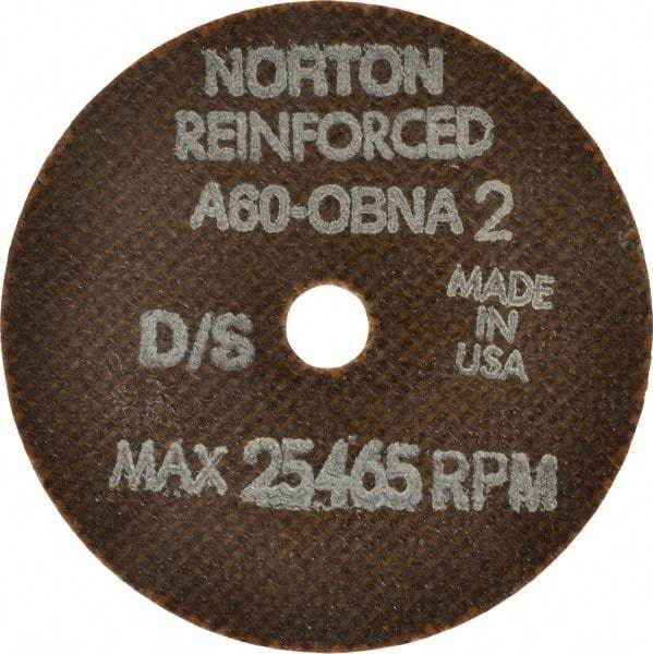 Norton - 3" 60 Grit Aluminum Oxide Cutoff Wheel - 0.06" Thick, 3/8" Arbor, 25,465 Max RPM, Use with Die Grinders - Caliber Tooling