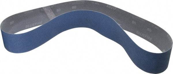 Norton - 2-1/2" Wide x 48" OAL, 80 Grit, Zirconia Alumina Abrasive Belt - Zirconia Alumina, Medium, Coated, Y Weighted Cloth Backing, Series R821 - Caliber Tooling