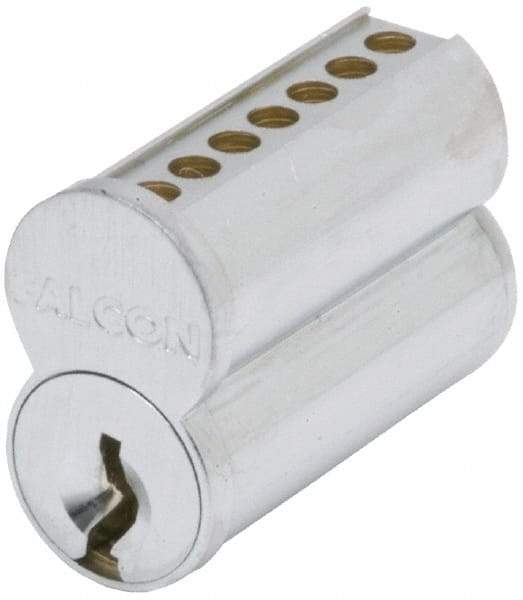 Falcon - 7 Pins, Falcon A Keyway Keying, Small Format IC Cylinder - Satin Chrome Coated, Brass - Caliber Tooling