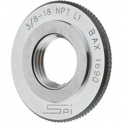 SPI - 3/8-18 Thread, Oil Hardened Non-Shrinking Steel (OHNS), Class L1, Ring Pipe Thread Gage - NPT Thread - Caliber Tooling