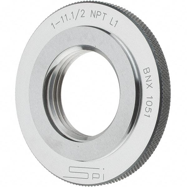 SPI - 1 - 11-1/2 Thread, Oil Hardened Non-Shrinking Steel (OHNS), Class L1, Ring Pipe Thread Gage - NPT Thread - Caliber Tooling