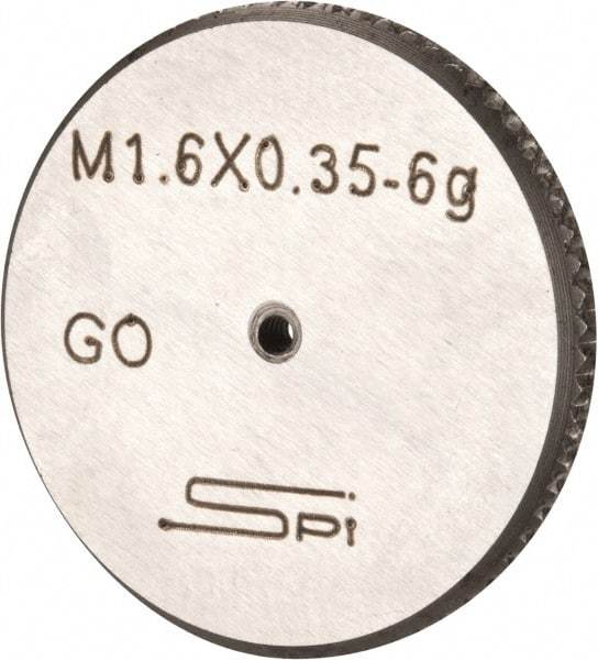 SPI - M1.6x0.35 Go Single Ring Thread Gage - Class 6G, Oil Hardened Nonshrinking Steel (OHNS), NPL Traceability Certification Included - Caliber Tooling