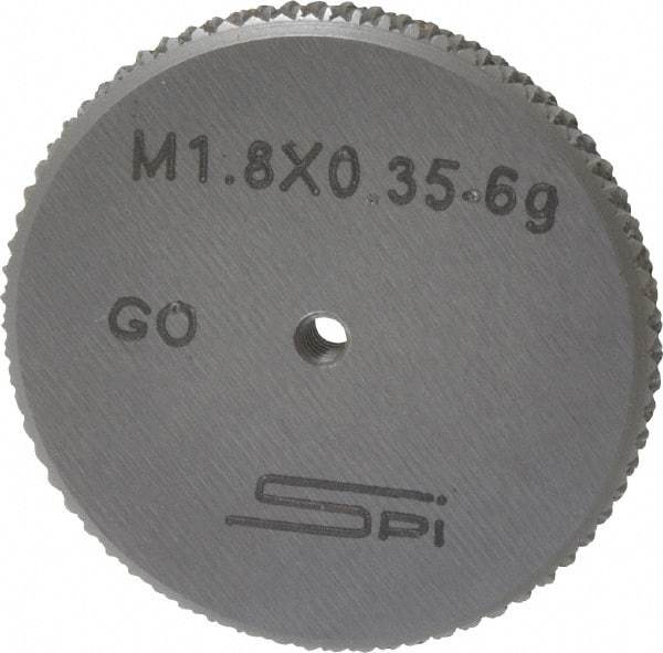 SPI - M1.8x0.35 Go Single Ring Thread Gage - Class 6G, Oil Hardened Nonshrinking Steel (OHNS), NPL Traceability Certification Included - Caliber Tooling