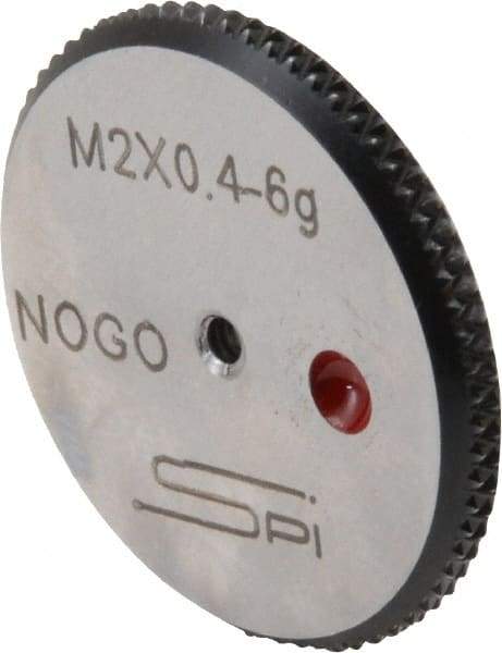 SPI - M2x0.4 No Go Single Ring Thread Gage - Class 6G, Oil Hardened Nonshrinking Steel (OHNS), NPL Traceability Certification Included - Caliber Tooling