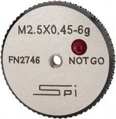 SPI - M2.5x0.45 No Go Single Ring Thread Gage - Class 6G, Oil Hardened Nonshrinking Steel (OHNS), NPL Traceability Certification Included - Caliber Tooling