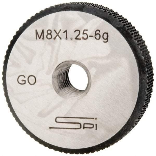 SPI - M8x1.25 Go Single Ring Thread Gage - Class 6G, Oil Hardened Nonshrinking Steel (OHNS), NPL Traceability Certification Included - Caliber Tooling