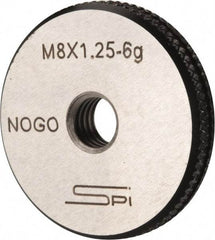 SPI - M8x1.25 No Go Single Ring Thread Gage - Class 6G, Oil Hardened Nonshrinking Steel (OHNS), NPL Traceability Certification Included - Caliber Tooling