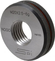 SPI - M20x2.5 No Go Single Ring Thread Gage - Class 6G, Oil Hardened Nonshrinking Steel (OHNS), NPL Traceability Certification Included - Caliber Tooling