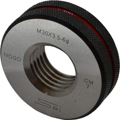 SPI - M30x3.5 No Go Single Ring Thread Gage - Class 6G, Oil Hardened Nonshrinking Steel (OHNS), NPL Traceability Certification Included - Caliber Tooling