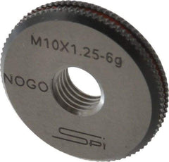 SPI - M10x1.25 No Go Single Ring Thread Gage - Class 6G, Oil Hardened Nonshrinking Steel (OHNS), NPL Traceability Certification Included - Caliber Tooling