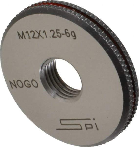 SPI - M12x1.25 No Go Single Ring Thread Gage - Class 6G, Oil Hardened Nonshrinking Steel (OHNS), NPL Traceability Certification Included - Caliber Tooling