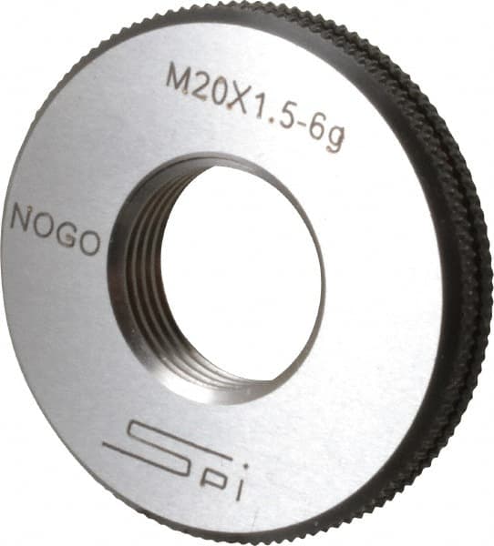 SPI - M20x1.5 No Go Single Ring Thread Gage - Class 6G, Oil Hardened Nonshrinking Steel (OHNS), NPL Traceability Certification Included - Caliber Tooling