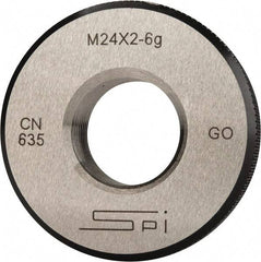 SPI - M24x2 Go Single Ring Thread Gage - Class 6G, Oil Hardened Nonshrinking Steel (OHNS), NPL Traceability Certification Included - Caliber Tooling