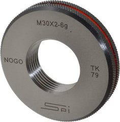 SPI - M30x2 No Go Single Ring Thread Gage - Class 6G, Oil Hardened Nonshrinking Steel (OHNS), NPL Traceability Certification Included - Caliber Tooling