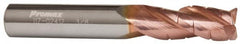 ProMax - 5/8" Diam, 1-1/4" LOC, 3 Flute Solid Carbide Roughing & Finishing Corner Radius End Mill - TiCN Finish, 3-1/2" OAL, 5/8" Shank Diam, Weldon Shank, 35° Helix, Centercutting - Caliber Tooling