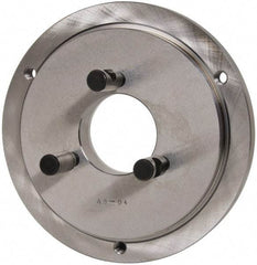 Buck Chuck Company - Adapter Back Plate for 8" Diam Self Centering Lathe Chucks - D1-4 Mount, 2.406" Through Hole Diam, 6.283mm ID, 7.87" OD, 0.714" Flange Height, Steel - Caliber Tooling