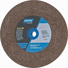 Norton - 60/80 Grit Aluminum Oxide Bench & Pedestal Grinding Wheel - 6" Diam x 1" Hole x 3/4" Thick, 4140 Max RPM, Medium Grade - Caliber Tooling