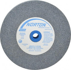 Norton - 60 Grit Aluminum Oxide Bench & Pedestal Grinding Wheel - 6" Diam x 1" Hole x 1" Thick, 4140 Max RPM, Medium Grade - Caliber Tooling