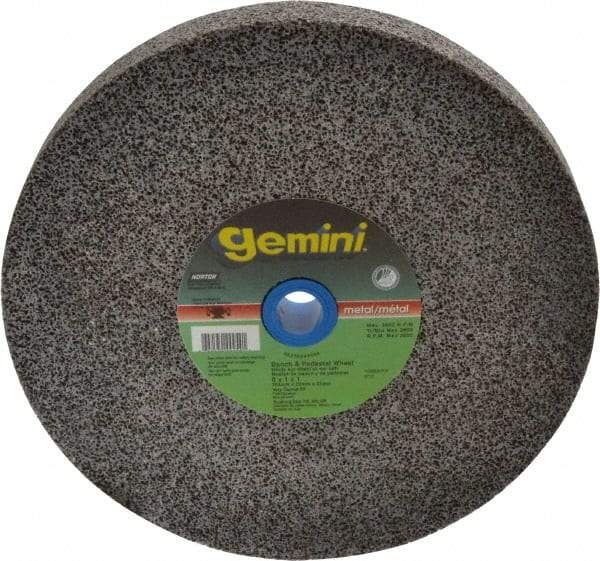 Norton - 24 Grit Aluminum Oxide Bench & Pedestal Grinding Wheel - 8" Diam x 1" Hole x 1" Thick, 3600 Max RPM, Very Coarse Grade - Caliber Tooling