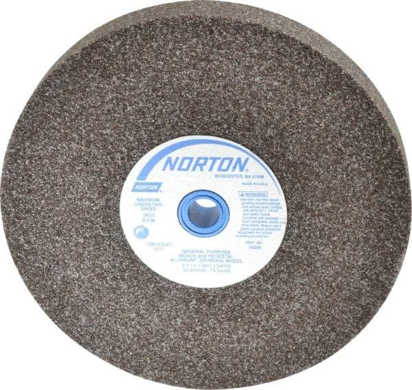 Norton - 36 Grit Aluminum Oxide Bench & Pedestal Grinding Wheel - 8" Diam x 1" Hole x 1" Thick, 3600 Max RPM, Very Coarse/Coarse Grade - Caliber Tooling