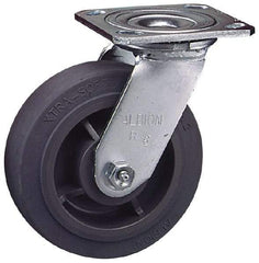 Albion - 8" Diam x 2" Wide x 9-1/2" OAH Top Plate Mount Swivel Caster - Soft Rubber, 675 Lb Capacity, Roller Bearing, 4 x 4-1/2" Plate - Caliber Tooling