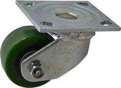 Albion - 3-1/4" Diam x 1-5/8" Wide x 4-1/4" OAH Top Plate Mount Swivel Caster - Polyurethane, 420 Lb Capacity, Roller Bearing, 4 x 4-1/2" Plate - Caliber Tooling